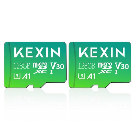 Imagem de Kit com 2 Cartões Micro SD Kexin 128GB - 90MB/s, 4K V30 A1 C10