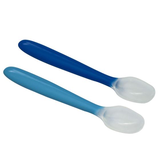 Imagem de Kit Com 2 Colheres De Silicone Flexíveis Azul - Kababy