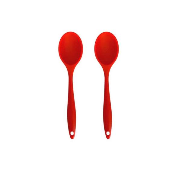 Imagem de kit com 2 colheres de silicone grande reforçada multiuso servir