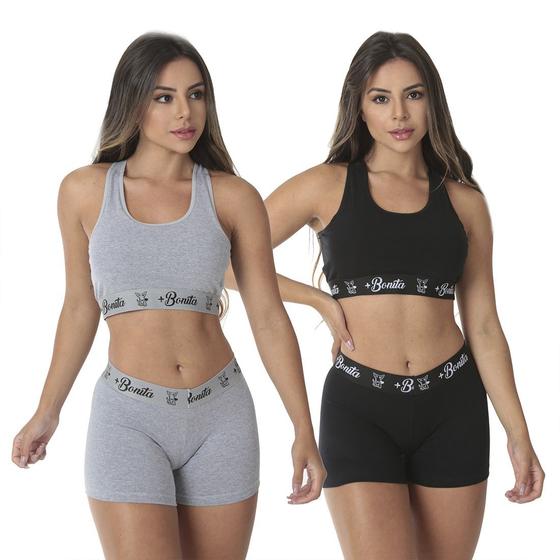 Imagem de Kit com 2 conjuntos Top + Short Algodão Penteado