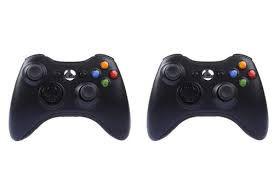 Imagem de Kit Com 2 Controles Sem Fio COMPATIVEL  Xbox 360 - Preto