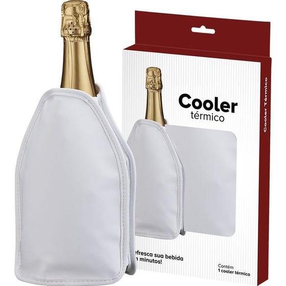 Imagem de Kit com 2 Cooler Térmico com Gel Branco Brasil do Vinho - Ideal p/ garrafa de Espumante ou Vinho