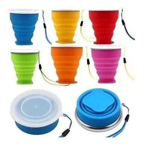 Kit Com 2 Copos Dobrável Retrátil De Silicone 200ml Menor preço em Kit Com 2 Copos Dobrável Retrátil De Silicone 200ml