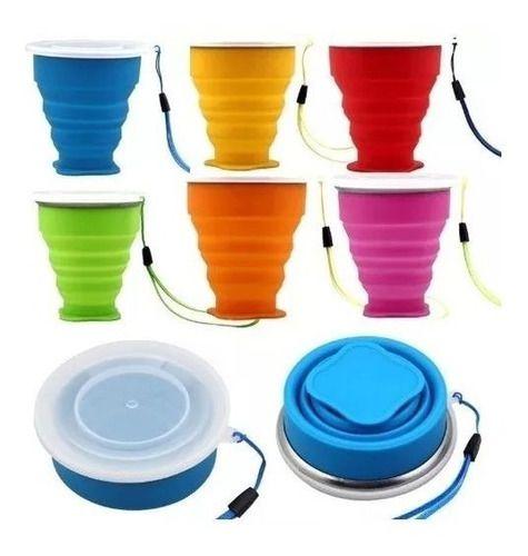 Imagem de Kit Com 2 Copos Dobrável Retrátil De Silicone 200ml