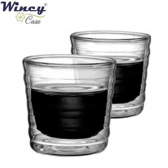 Imagem de Kit com 2 Copos Para Café Expresso Parede Dupla 80 ml Wincy