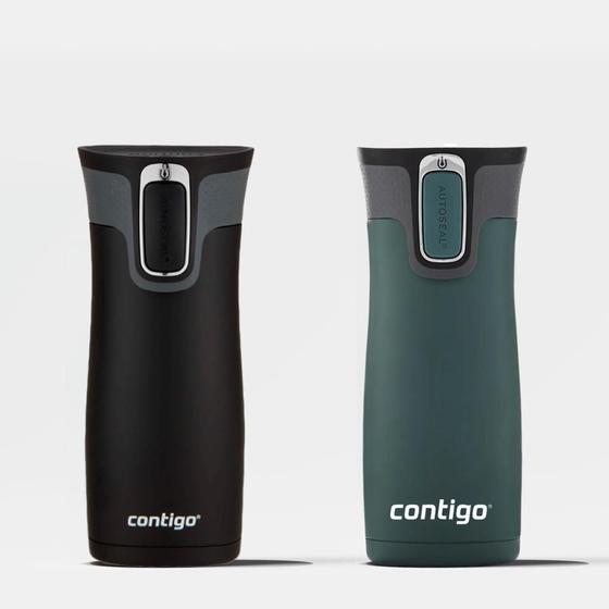 Imagem de Kit com 2 Copos Térmicos West Loop AUTOSEAL Preto e Chard Contigo  473ml