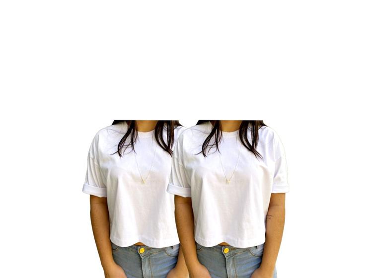 Imagem de Kit com 2 cropped básico camiseta 100% algodão