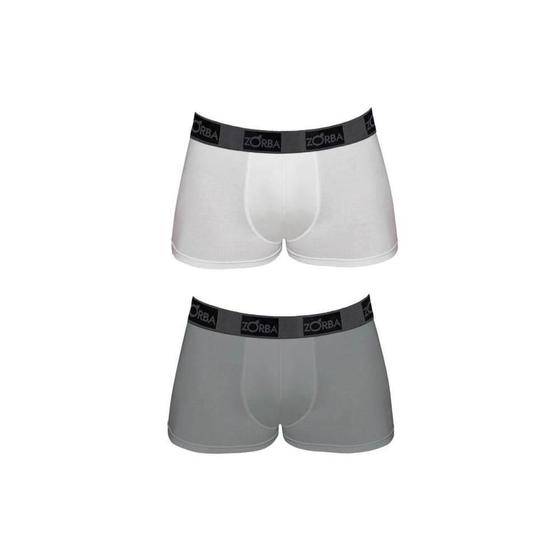 Imagem de Kit com 2 Cuecas Boxer Branco/Grafite Zorba 717 Cotton