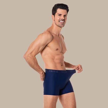 Imagem de Kit com 2 cuecas boxer de microfibra azul marinho e verde com elástico e fio de poliamida