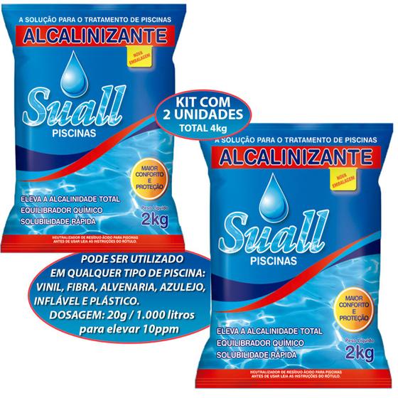 Imagem de Kit com 2 Elevador De Alcalinidade Suall Alcalinizante Produtos De Piscina 4kg