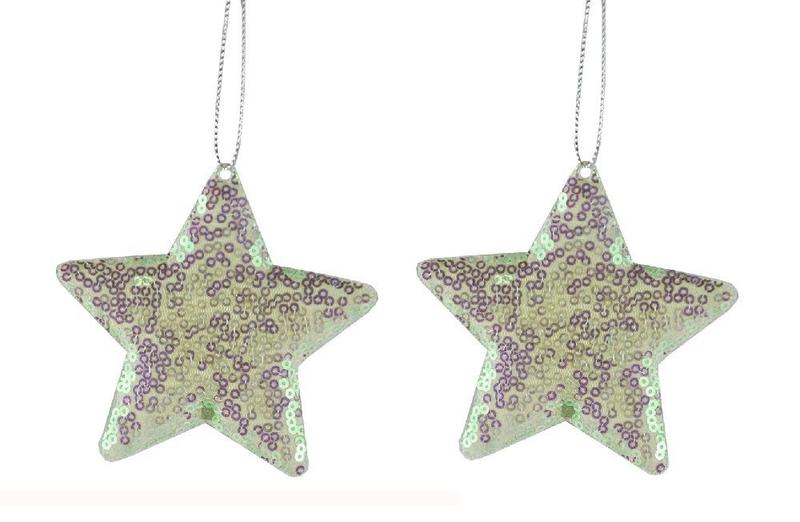 Imagem de Kit com 2 Enfeite Decorativo Estrela com Paetês para Pendurar
