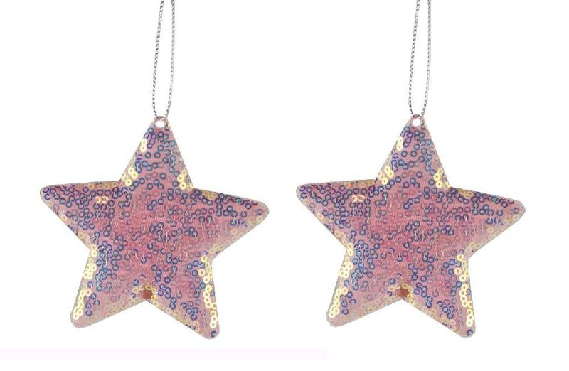Imagem de Kit com 2 Enfeite Decorativo Estrela com Paetês para Pendurar