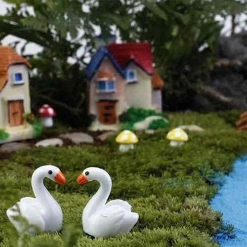 Imagem de Kit Com 2 Enfeites Terrário, Jardim, Maquete Cisne Ganso