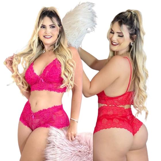 Imagem de Kit com 2 Espera Marido Feminino Sensual Baby Doll pijama feminino conjunto sexy