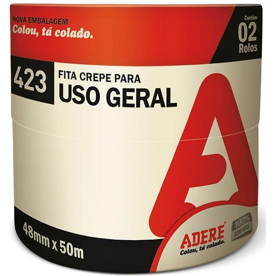 Imagem de Kit com 2 Fita Crepe Larga USO Geral e Pintura 48MM X 50M Adere