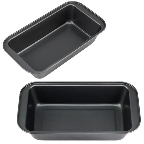 Imagem de Kit Com 2 Formas Assadeiras Retangular Para Pães E Bolos Antiaderente De Aço Resistente 123Util