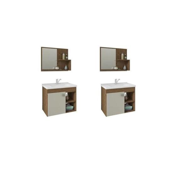 Imagem de Kit com 2 Gabinetes Suspensos com Cuba e Espelheira Bia