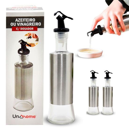 Imagem de Kit com 2 Galheteiro em Vidro e Aço Inox com Dosador 300ml