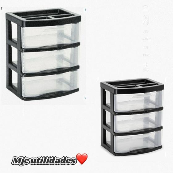 Imagem de kIT com 2 gaveteiro de mesa transparente