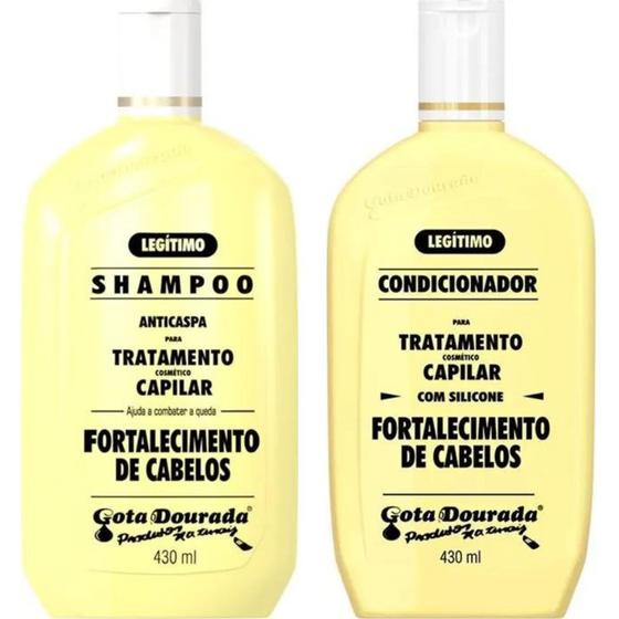 Imagem de Kit Com 2 Gota Dourada Fortalecedor De cabelos Shampoo e Condicionador 430ml