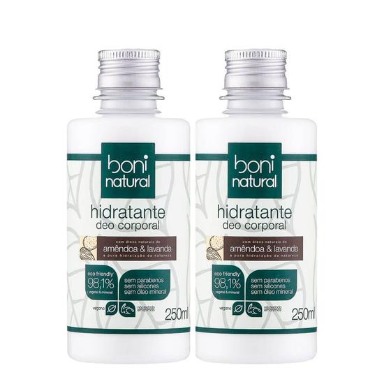 Kit com 2 Hidratantes Naturais Deo Corporal Amêndoa e Lavanda 250ml Boni Natural Menor preço em Kit com 2 Hidratantes Naturais Deo Corporal Amêndoa e Lavanda 250ml Boni Natural