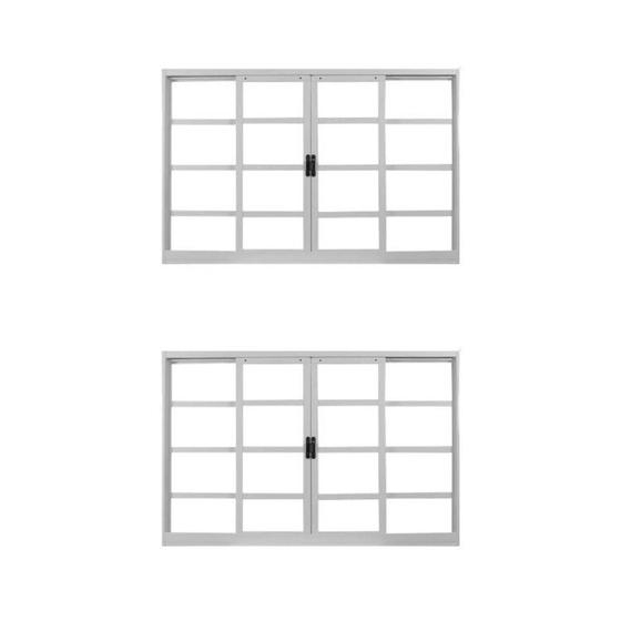 Imagem de Kit com 2 Janelas de Aço de Correr 100x150cm 4 Folhas Minas Sul Mgm