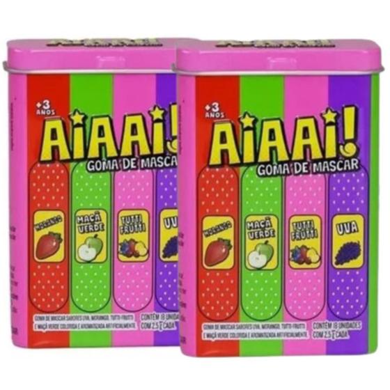 Imagem de Kit Com 2 Latas Chicletes Aiaai Goma De Mascar Kids Zone