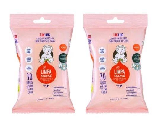 Imagem de Kit com 2 Limpa Mama  Likluc  30 lenços em cada pacote