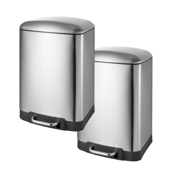 Imagem de Kit com 2 Lixeiras com Pedal Retangular Inox 12L