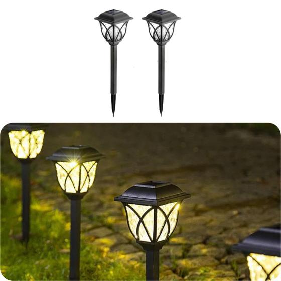 Kit Com 2 Luminárias Espeto Estaca Solar Colonial Mini Poste Sem Fio