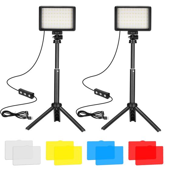 Imagem de Kit com 2 Luzes de Vídeo LED Ci-Fotto 5600K - Reguláveis com Tripé