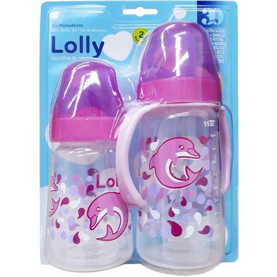 Imagem de Kit com 2 mamadeiras big oceano rosa 330ml/240ml lolly