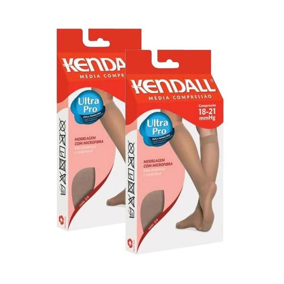 Imagem de Kit Com 2 Meias 3/4 Média Compressão Kendall Ultra Pro Original Feminina Com Ponteira 20-30Mmhg