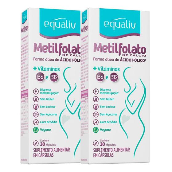 Kit Com 2 Metilfolato De Calcio Vit B6 e B12 Equaliv 30 Caps Menor preço em Kit Com 2 Metilfolato De Calcio Vit B6 e B12 Equaliv 30 Caps