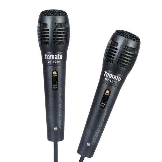 Kit com 2 Microfones para Karaokê e Caixa de Som com fio de 2.5 metros - Tomate Imagem de Kit com 2 Microfones para Karaokê e Caixa de Som com fio de 2.5 metros