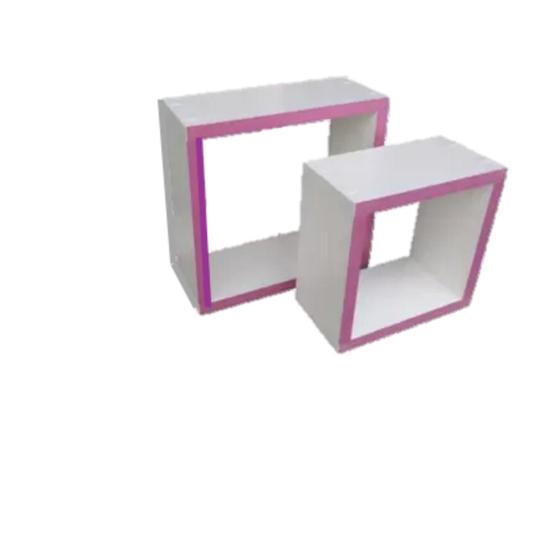 Imagem de Kit com 2 Nichos em MDP branco com bordas rosa