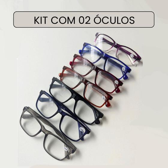Kit com 2 Óculos de Grau para Leitura / Trabalho / Descanso Unissex ...