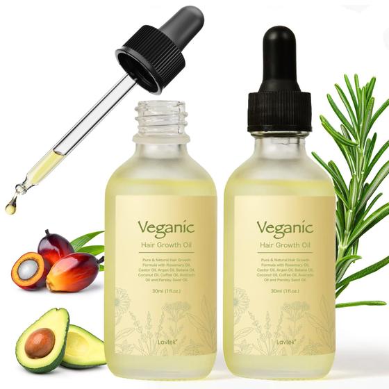 Imagem de Kit com 2 Óleos de Crescimento Capilar Lavtek Veganic - Alecrim, Rícino e Argan (30ml cada)