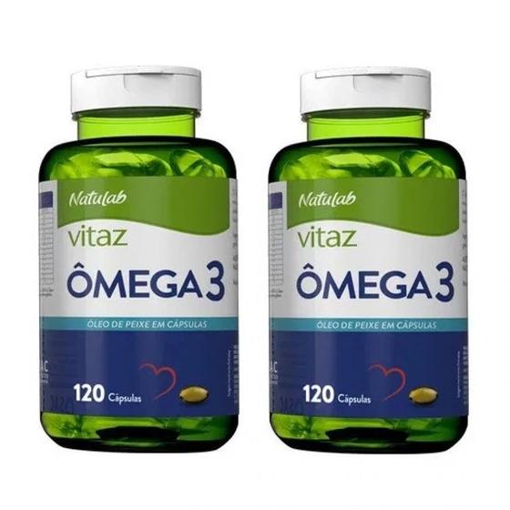 Kit com 2 Omegas 3 Natulab Vitaz 120 Capsulas 1000mg Naturelife Ômega