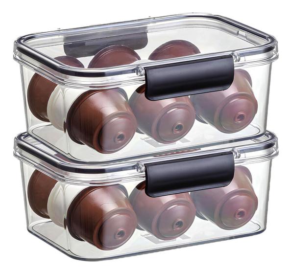 Imagem de kit com 2 Organizador Hermético de Acrílico Com trava 1400ml