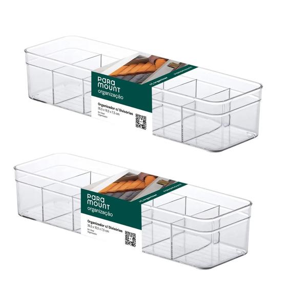 Imagem de Kit com 2 Organizadores Acrílicos com 6 Divisores 35,5 x 10,5 x 7,5 cm