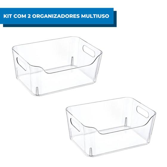 Imagem de Kit com 2 Organizadores Multiuso sem Tampa 3L Mood Acrílico Para Armazenar Alimentos Dispensa Cozinha