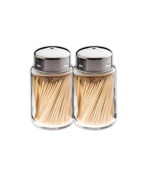 Imagem de Kit Com 2 Paliteiro  Vidro Com Tampa Em Inox 9x5cm Euro Home