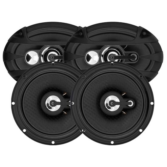 Kit com 2 Pares de Auto Falante Triaxal 1 par 6x9" + 1 par 6" Som