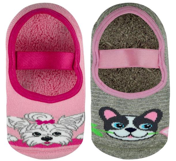 Imagem de Kit Com 2 Pares de Meia Sapatilha Antiderrapante Infantil Menina Tamanho 29/34