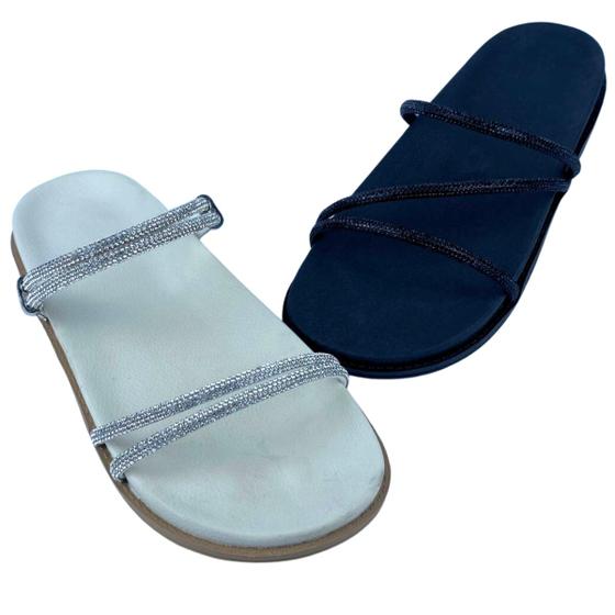 Imagem de Kit Com 2 Pares Sandália Feminina  Com Strass 01 E 02