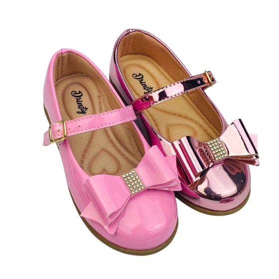 Imagem de Kit Com 2 Pares Sapatilha Infantil Menina Boneca Verniz Confortável SPT-510