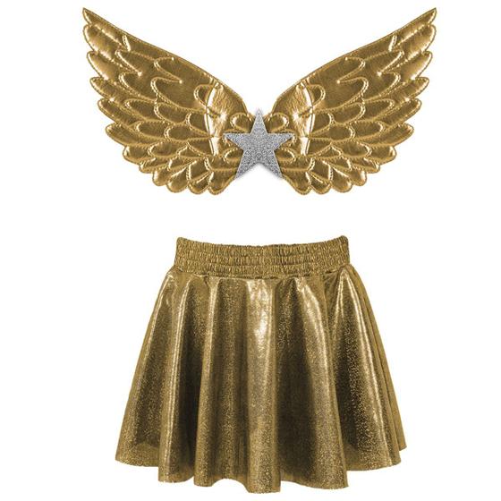 Imagem de Kit Com 2 Peças Fantasia Heroina Infantil Magica Fada Brilho Princesa Magica Herois Fadinha Brincar Carnaval Asinha