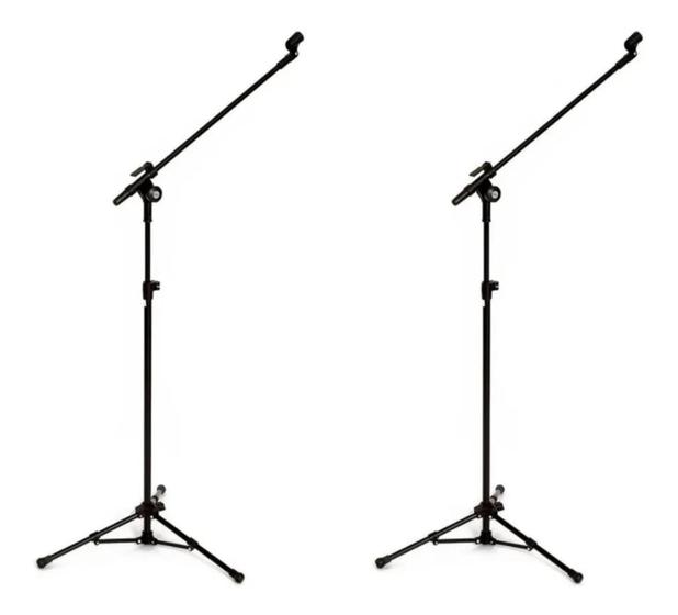 Imagem de Kit com 2 Pedestal Vector Microfone Girafa C/Cachimbo Preto
