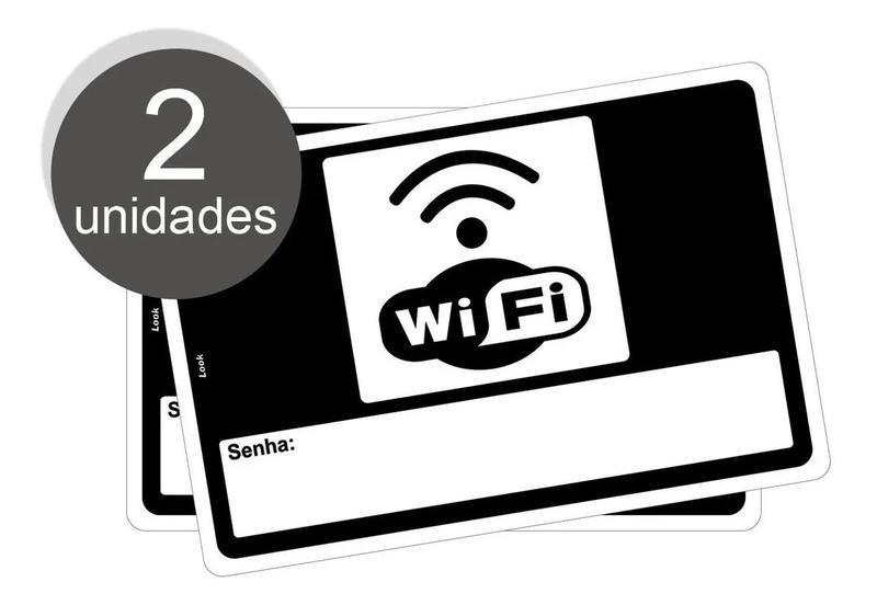 Imagem de  Kit com 2 Placas de Aviso - Wi-Fi Zone - Sinalização de Internet sem Fio com Espaço para Senha em PS (Poliestireno)